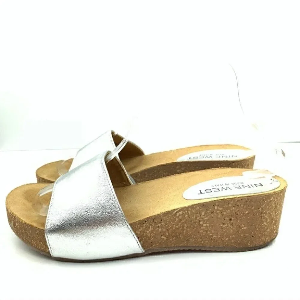 Nine West sandals size 9 Needvaca Italian leather cork platforms vintage 90s y2k